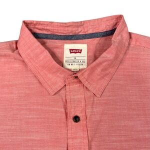 Levis Mens XL Button Down Shirt Short Sleeve Coral‎ Casual Top